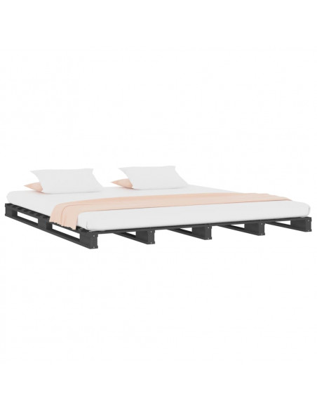 Letto a Pallet Grigio 120x200 cm in Legno Massello di Pino