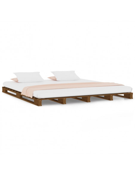 Letto a Pallet Miele 120x200 cm in Legno Massello di Pino