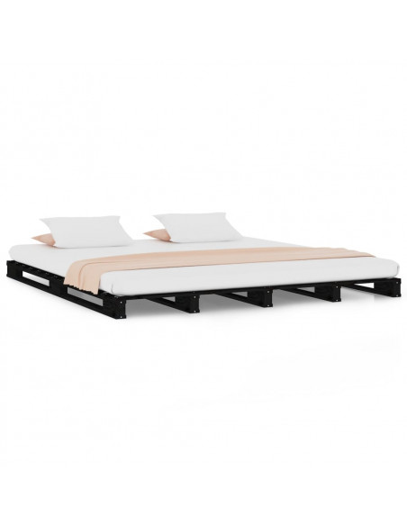 Letto a Pallet Nero 120x200 cm in Legno Massello di Pino