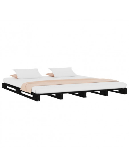 Letto a Pallet Nero 120x200 cm in Legno Massello di Pino