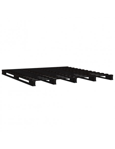Letto a Pallet Nero 120x200 cm in Legno Massello di Pino