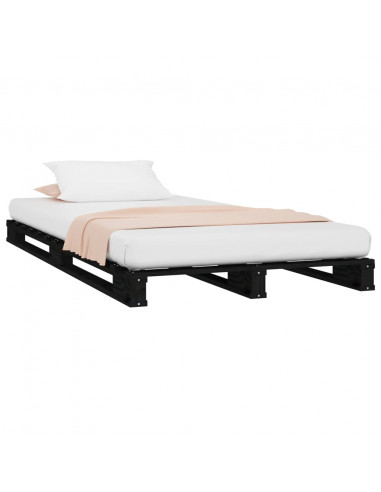 Letto a Pallet Nero 75x190 cm Small Single Legno di Pino
