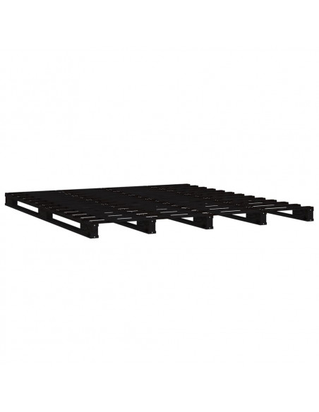 Letto a Pallet Nero 135x190 cm Double Legno Massello di Pino