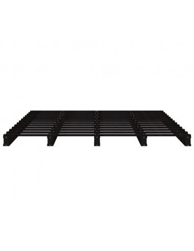 Letto a Pallet Nero 135x190 cm Double Legno Massello di Pino