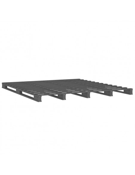 Letto a Pallet Grigio 140x190 cm in Legno Massello di Pino