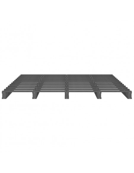 Letto a Pallet Grigio 140x190 cm in Legno Massello di Pino
