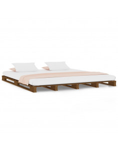 Letto a Pallet Miele 140x190 cm in Legno Massello di Pino 2