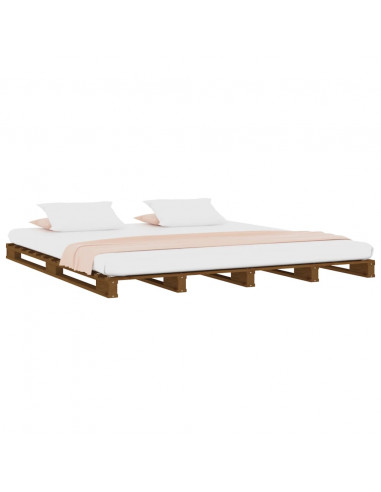 Letto a Pallet Miele 140x190 cm in Legno Massello di Pino