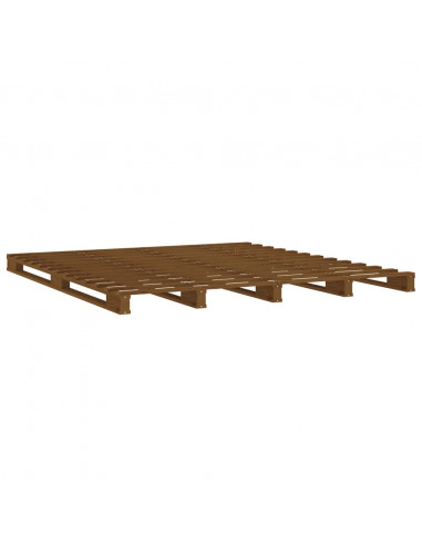 Letto a Pallet Miele 140x190 cm in Legno Massello di Pino