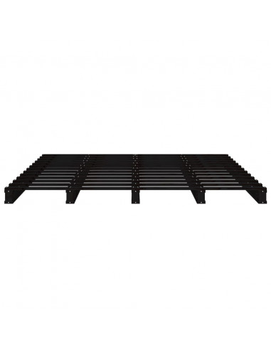 Letto a Pallet Nero 140x190 cm in Legno Massello di Pino