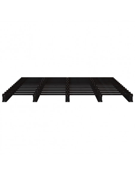 Letto a Pallet Nero 140x190 cm in Legno Massello di Pino