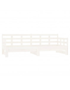 Dormeuse Estraibile Bianca Legno Massello di Pino 2x(80x200) cm 2