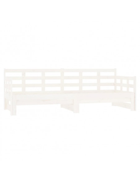 Dormeuse Estraibile Bianca Legno Massello di Pino 2x(80x200) cm