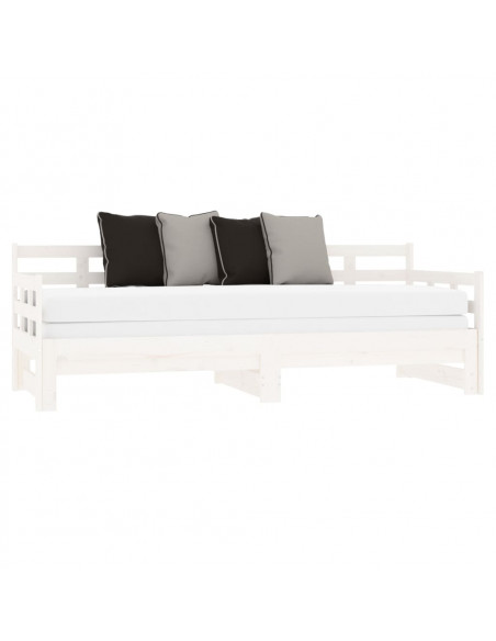 Dormeuse Estraibile Bianca Legno Massello di Pino 2x(80x200) cm