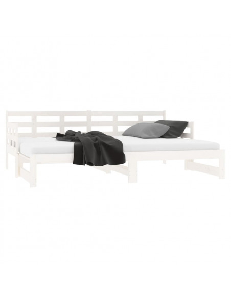 Dormeuse Estraibile Bianca Legno Massello di Pino 2x(80x200) cm