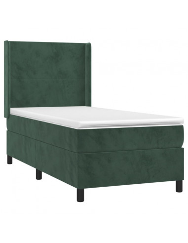 Giroletto a Molle con Materasso Verde Scuro 90x190 cm Velluto
