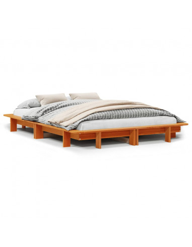 Letto senza Materasso Marrone Cera 140x190 cm in Legno di Pino