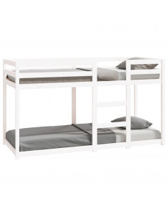 Letto a Castello Bianco 75x190 cm in Legno Massello di Pino 2