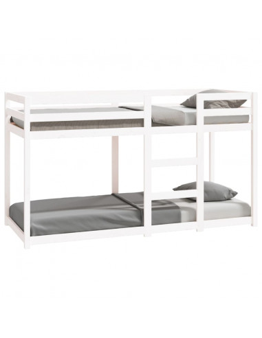 Letto a Castello Bianco 75x190 cm in Legno Massello di Pino