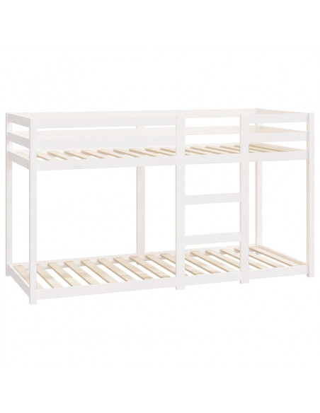 Letto a Castello Bianco 75x190 cm in Legno Massello di Pino