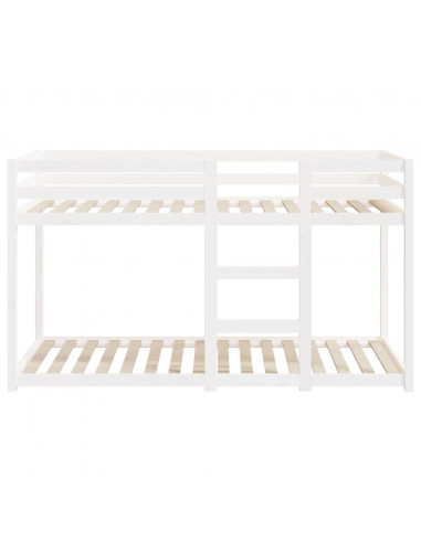 Letto a Castello Bianco 75x190 cm in Legno Massello di Pino