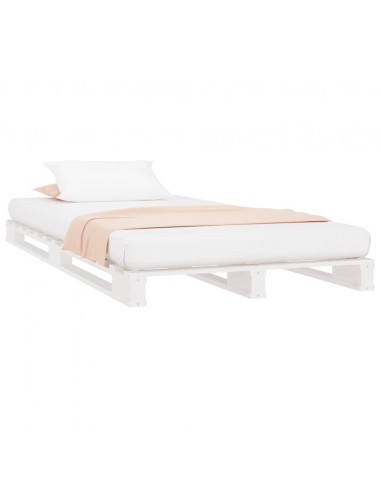 Letto a Pallet Bianco 90x200 cm in Legno Massello di Pino