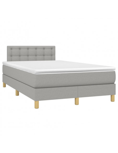 Giroletto a Molle con Materasso Grigio Chiaro 120x190cm Tessuto
