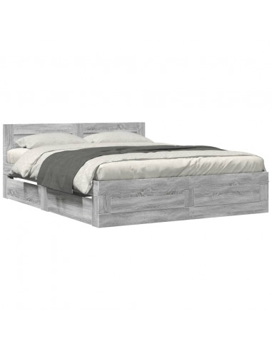 Giroletto Testiera Grigio Sonoma 160x200 cm Legno Multistrato