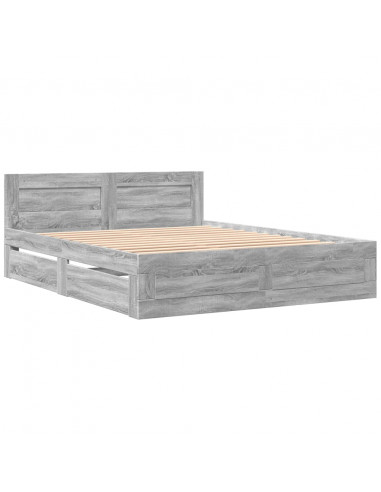 Giroletto Testiera Grigio Sonoma 160x200 cm Legno Multistrato