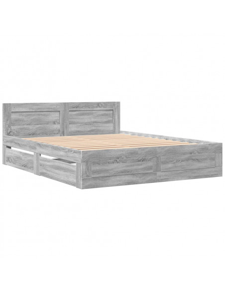 Giroletto Testiera Grigio Sonoma 160x200 cm Legno Multistrato