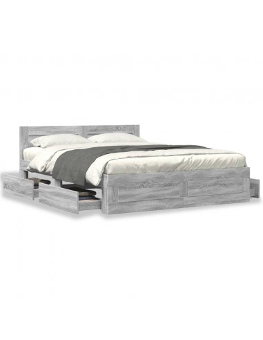 Giroletto Testiera Grigio Sonoma 160x200 cm Legno Multistrato