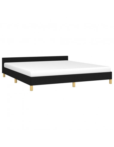 Giroletto con Testiera Nero 180x200 cm in Tessuto