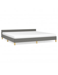 Giroletto con Testiera Grigio Scuro 200x200 cm in Tessuto 2