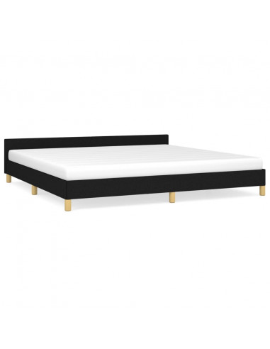 Giroletto con Testiera Nero 180x200 cm in Tessuto