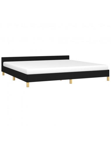 Giroletto con Testiera Nero 180x200 cm in Tessuto