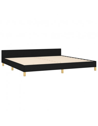 Giroletto con Testiera Nero 180x200 cm in Tessuto