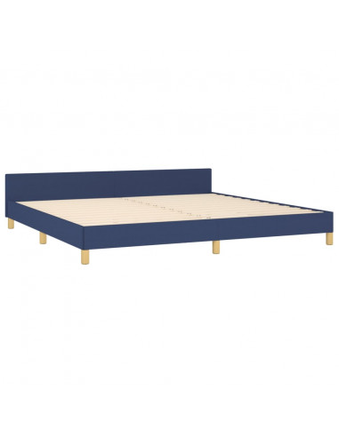 Giroletto con Testiera senza Materasso Blu 200x200 cm Tessuto