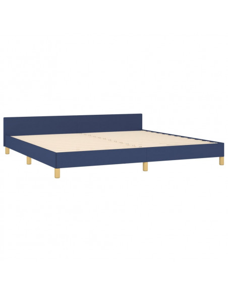 Giroletto con Testiera senza Materasso Blu 200x200 cm Tessuto