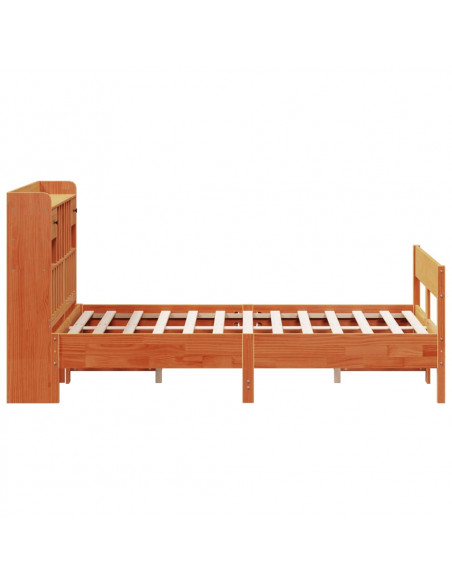 Letto Libreria senza Materasso Marrone Cera 140x190 cm in Pino