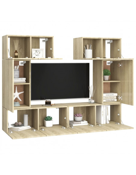 Set di Mobili Porta TV 6 pz Rovere Sonoma in Legno Multistrato