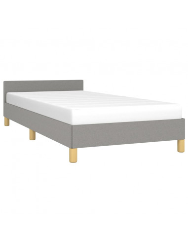 Giroletto con Testiera Grigio Chiaro 90x200 cm in Tessuto