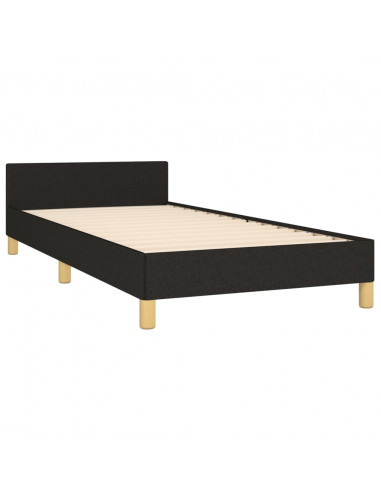 Giroletto con Testiera Nero 90x200 cm in Tessuto