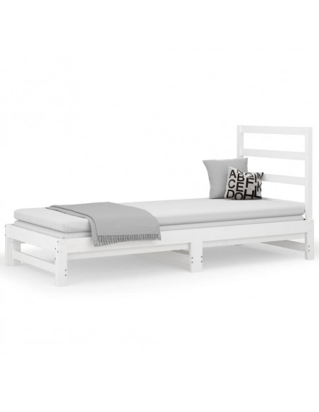 Dormeuse Estraibile Bianca 2x(90x200) cm Legno Massello di Pino