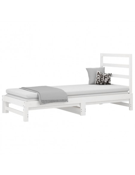 Dormeuse Estraibile Bianca 2x(90x200) cm Legno Massello di Pino