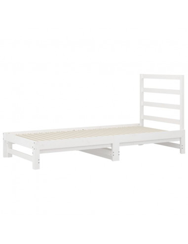 Dormeuse Estraibile Bianca 2x(90x200) cm Legno Massello di Pino