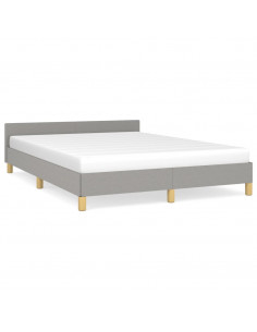 Giroletto con Testiera Grigio Chiaro 140x190 cm in Tessuto 2