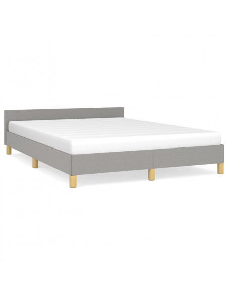 Giroletto con Testiera Grigio Chiaro 140x190 cm in Tessuto