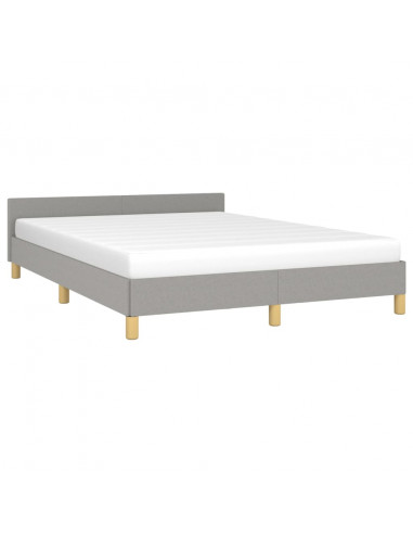 Giroletto con Testiera Grigio Chiaro 140x190 cm in Tessuto