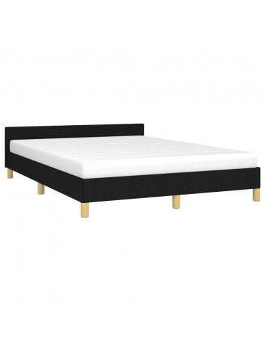 Giroletto con Testiera Nero 140x190 cm in Tessuto