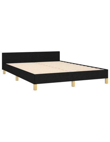 Giroletto con Testiera Nero 140x190 cm in Tessuto